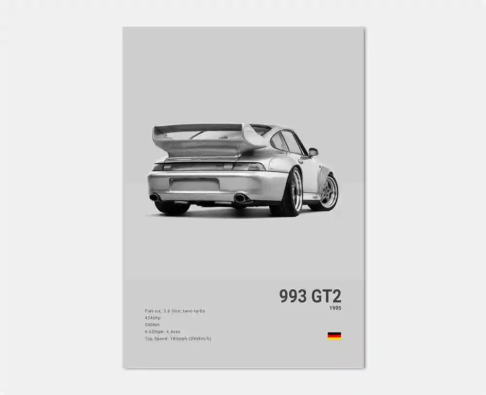 Black White Pop Luxury Germany Sports Car Poster Wall Art 911 GT3 RS Turbo HD Print Canvas Painting for Garage Home Room Decor