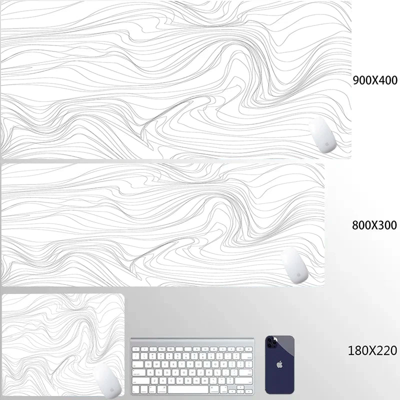 Strata Liquid White Gaming Mouse Pad Desk Gadgets Mouse Mat Office Accessories Mousepad Mouse Carpet Computer Mat Gaming Setup