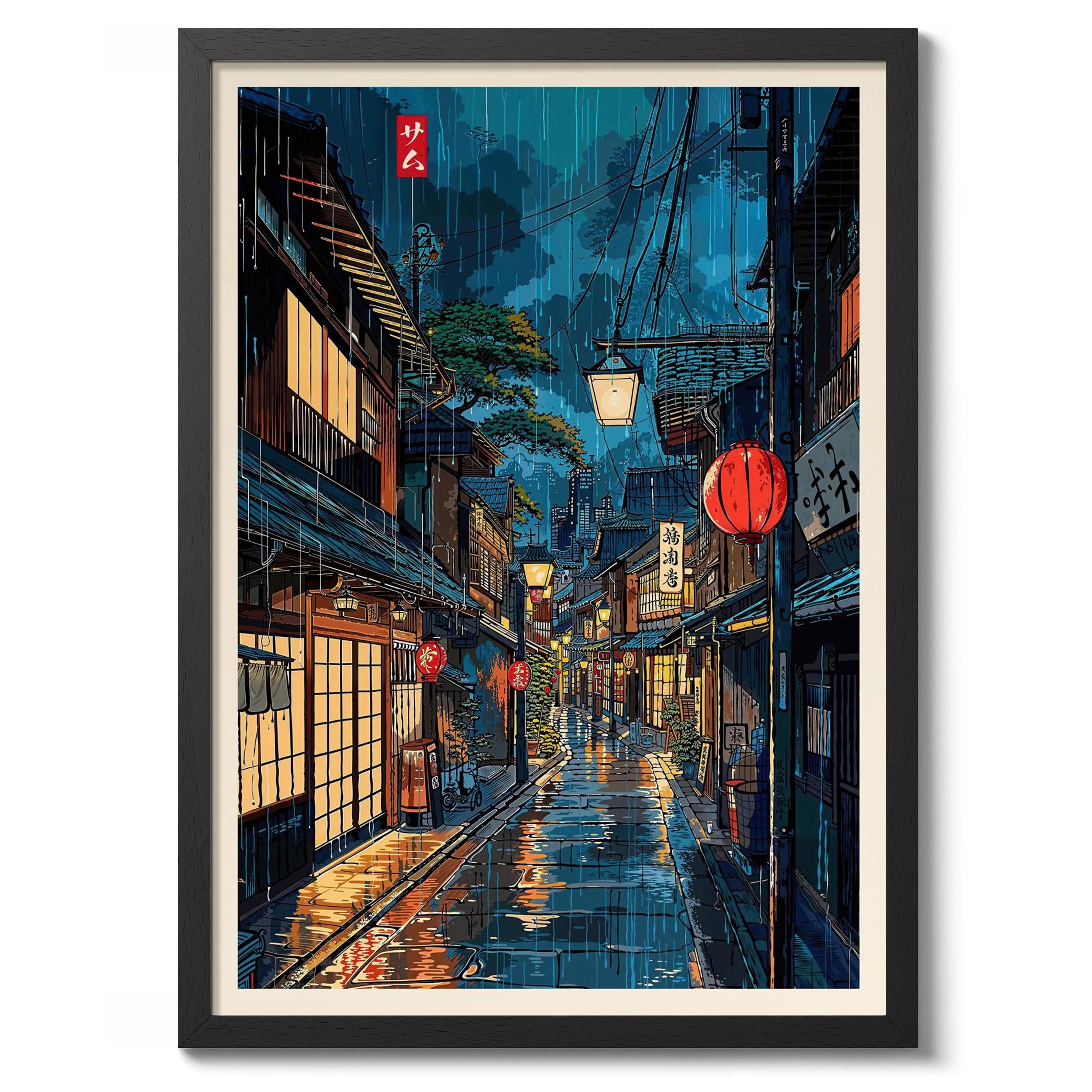 Anime Ramen Shop Food Illustration Canvas Print Tokyo City Street View Wall Poster for Modern Living Room Kitchen Home Decor