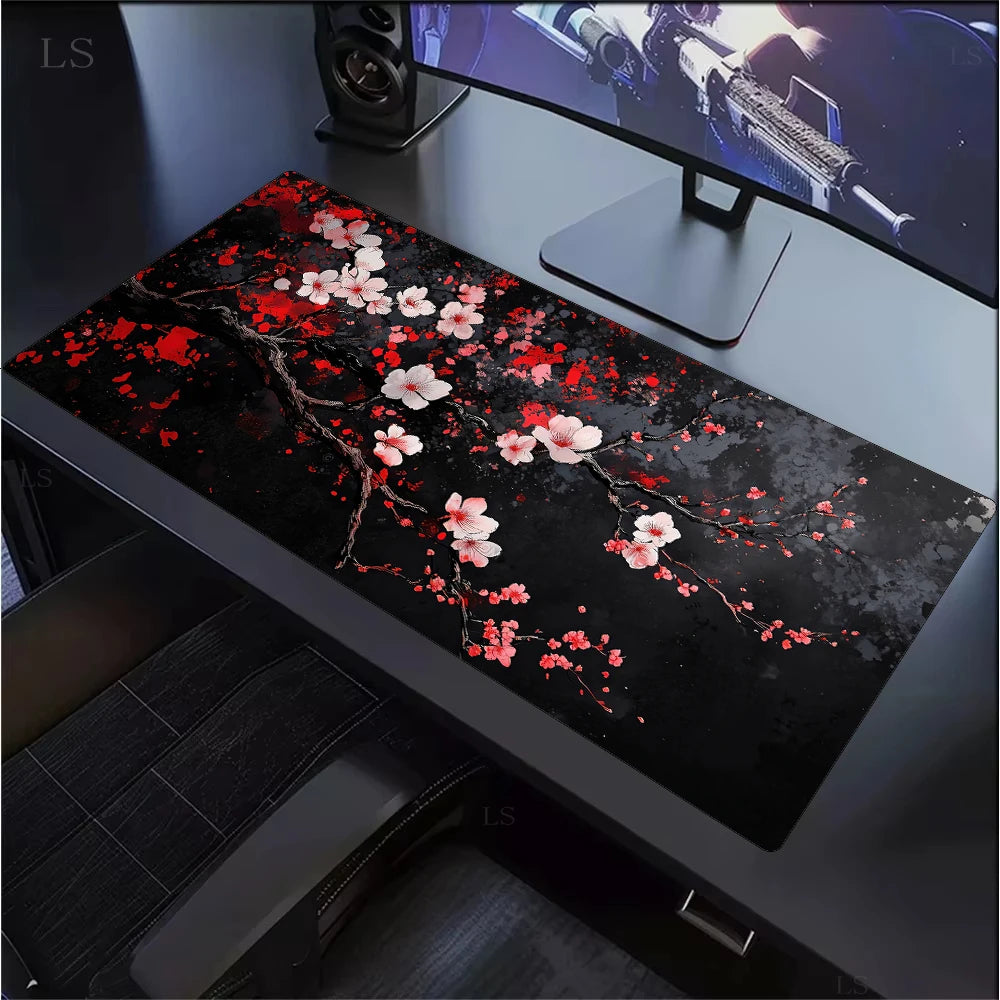 White Sakura Deskmat Japan Cherry Blossom MousePad Office Gaming Mouse pad Keyboard Pad Non-Slip Office Carpet Laptop Mouse Mats