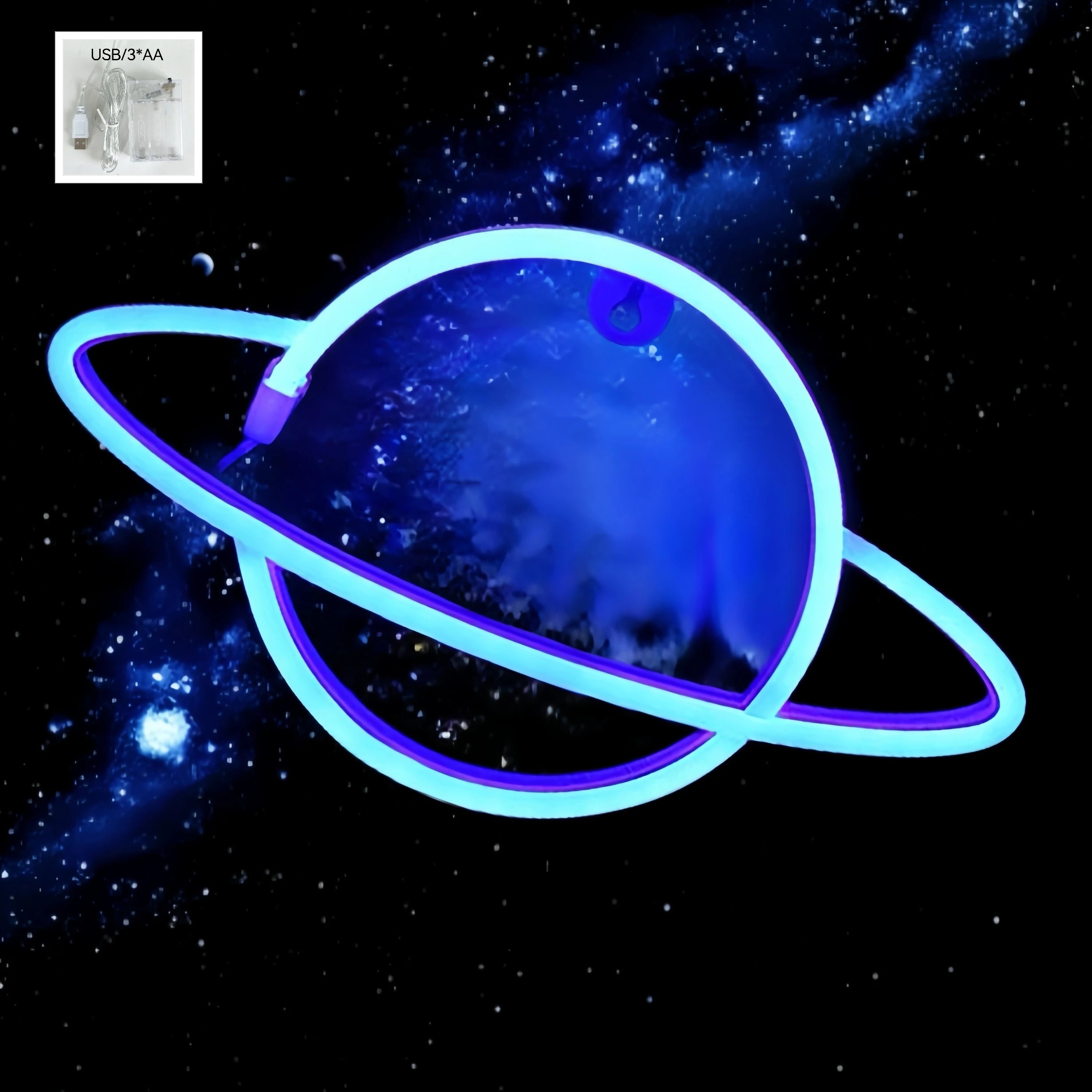 1 Piece Indoor Room Cozy Planet Decoration Night Light, Pink-Blue Wall Decoration Game Room Themed Party Decorations Boys' Gift USB or Battery Powered (Battery Not Included)