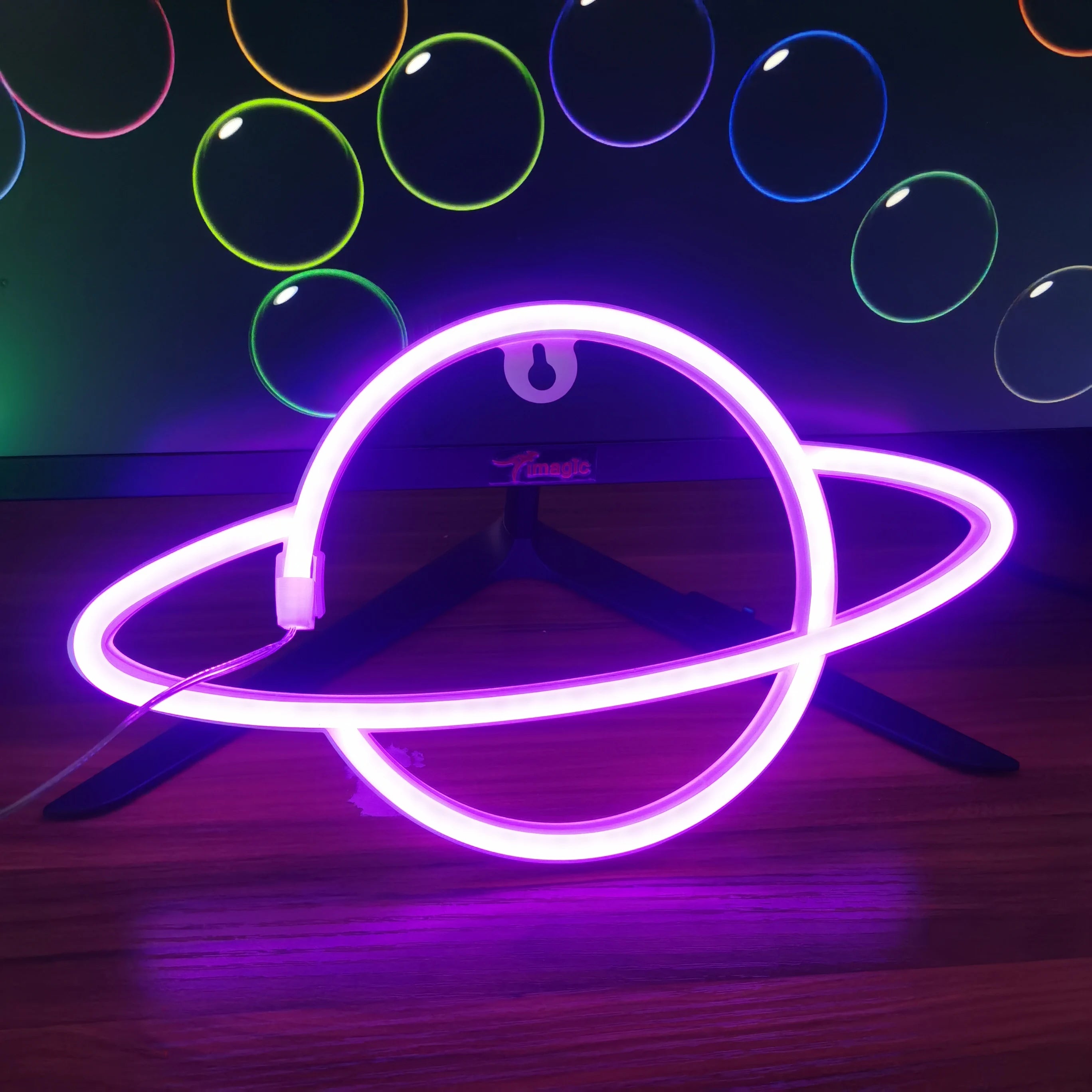 1 Piece Indoor Room Cozy Planet Decoration Night Light, Pink-Blue Wall Decoration Game Room Themed Party Decorations Boys' Gift USB or Battery Powered (Battery Not Included)