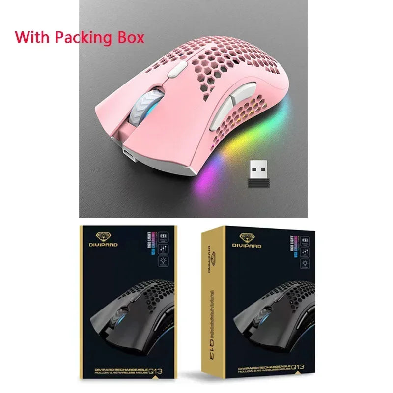 BM600 Wireless Mouse USB 2.4G Wireless RGB Optical Cellular Gaming Mouse Ergonomic Optical Honeycomb Office Wireless Mouse