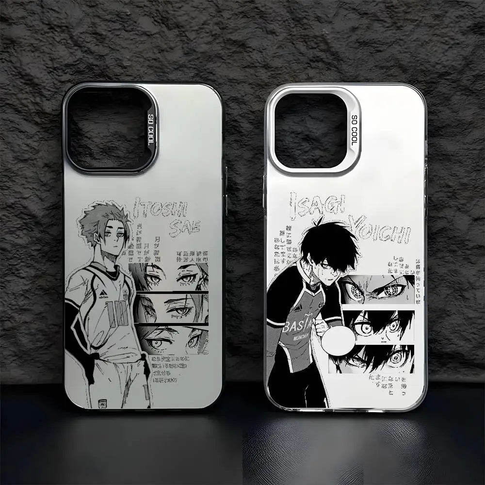 Cool B-Blue L-Lock Anime Phone Case For iPhone 17 16 15 14 13 12 11 Pro Max Air multicolor Matte Laser Metallic Aurora Funda