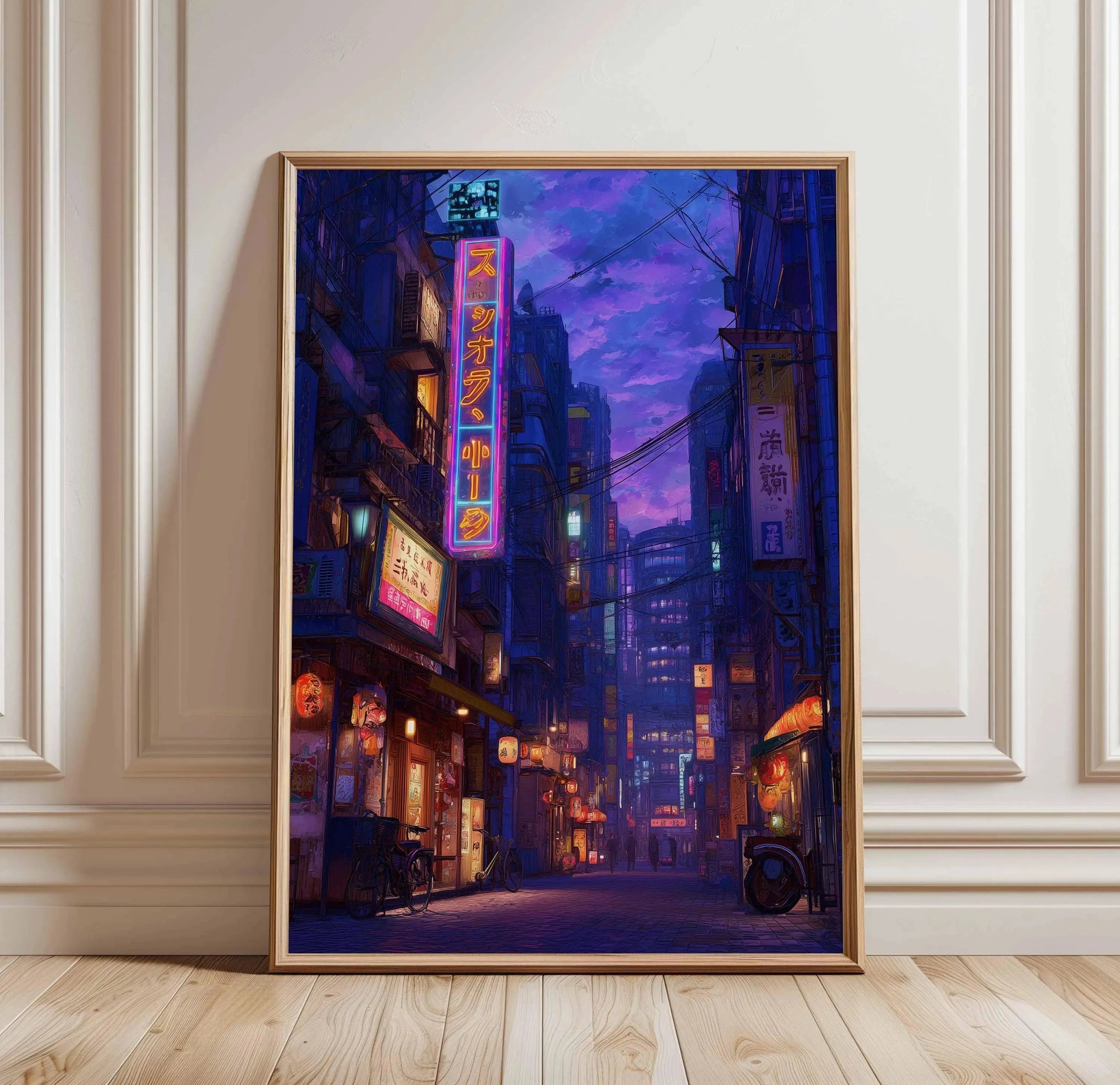 Anime Ramen Shop Food Illustration Canvas Print Tokyo City Street View Wall Poster for Modern Living Room Kitchen Home Decor