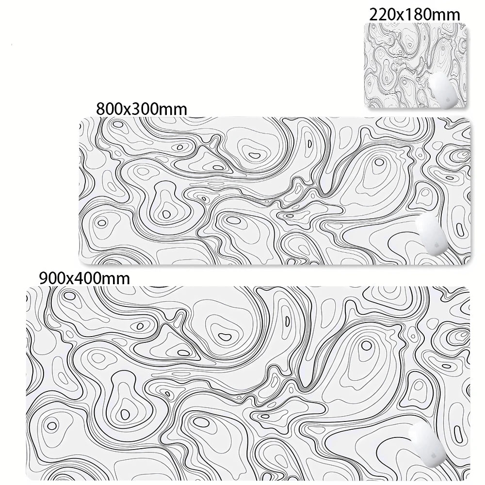 XXL Black & White Strata Liquid Gaming Mouse Pad - Large Non-Slip Desk Mat with Lockedge