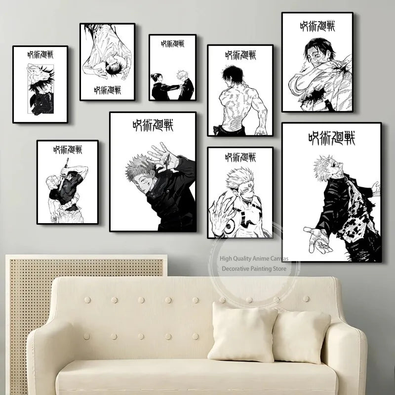 Jujutsu Kaisen Prints Poster Anime Figure Itadori Yuji Gojo Satoru Fushiguro Toji Canvas Painting Home Decor Art Poster-unframed