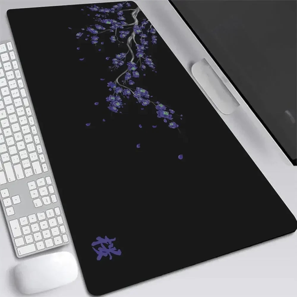 Sakura Cherry Blossom XXL Mouse Pad - Gray Gaming Desk Mat for Laptops & Keyboards