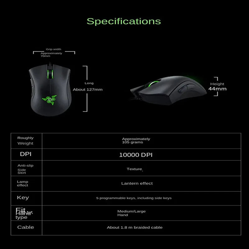 Razer Purgatory Viper Standard Edition 6400DPI Wired Gaming Mouse Brand Merchandise Birthday Gift Graduation Wholesale