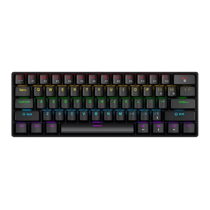 APAYADO K61 Wired Mechanical Keyboard - 60% Compact (61 Keys), RGB Backlit, Portable Design, Phantom Switches, for Gaming