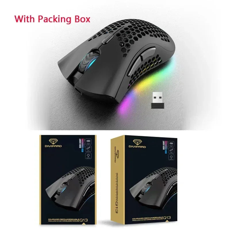 BM600 Wireless Mouse USB 2.4G Wireless RGB Optical Cellular Gaming Mouse Ergonomic Optical Honeycomb Office Wireless Mouse
