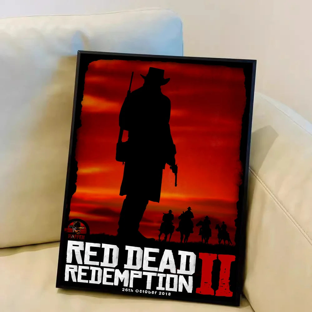 Red D-Dead R-Redemption 2 DIY Sticky Poster Whitepaper Prints Posters Artwork Vintage Decorative Painting