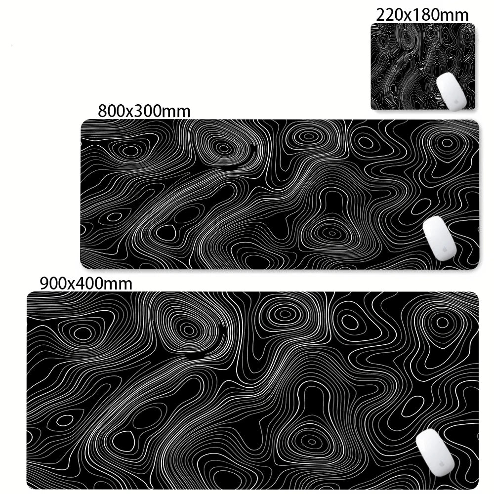 XXL Black & White Strata Liquid Gaming Mouse Pad - Large Non-Slip Desk Mat with Lockedge