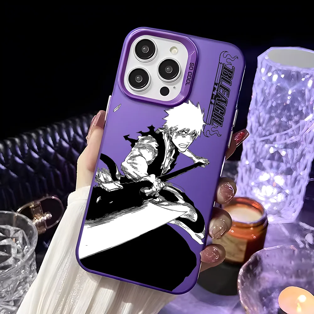 Japan B-Bleachs K-Kurosaki Ichigo Phone Case For IPhone 16 15 14 13 12 11 Pro Max Black Purple Matte Ultra-thin Soft Candy Abraz