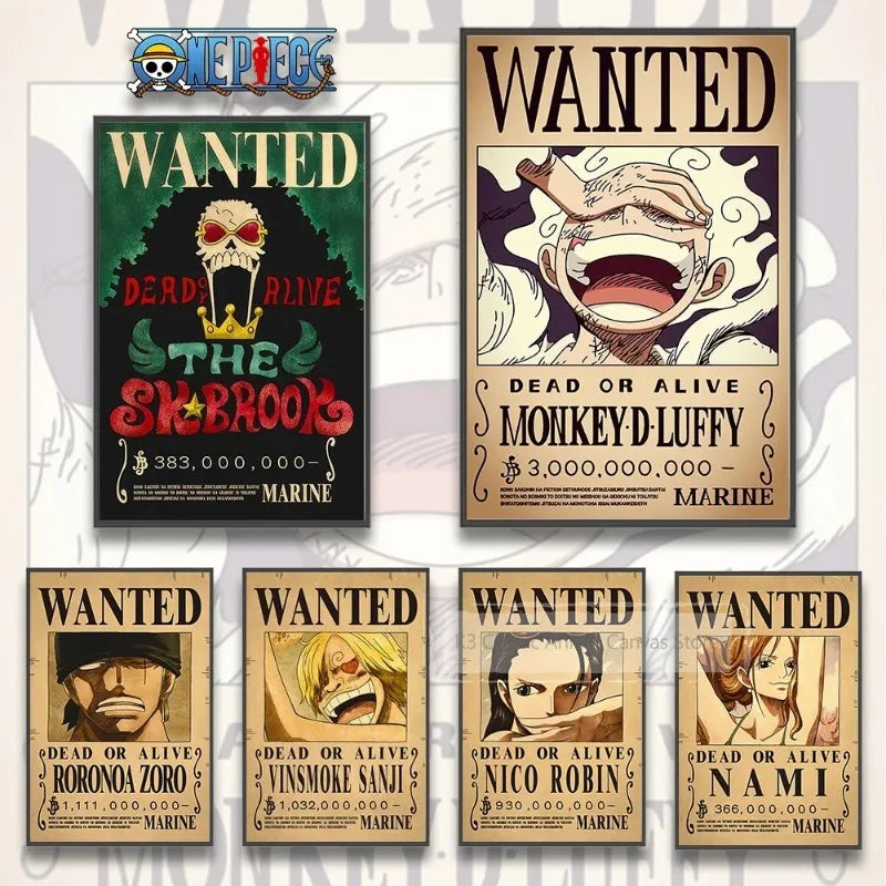 One Piece Canvas Poster Bounty Order Luffy Wallpapr Ace Figures Nami Home Decoration Painting Anime Zoro Wall Art Sanji