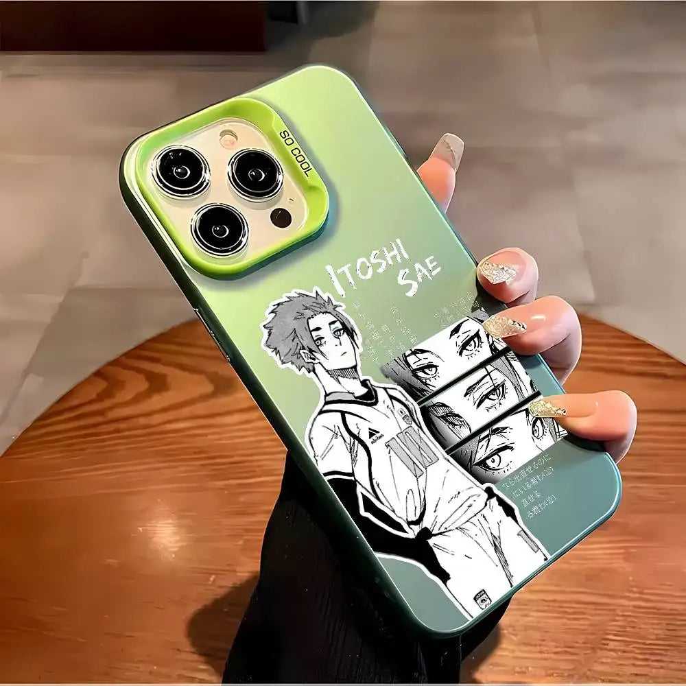 Cool B-Blue L-Lock Anime Phone Case For iPhone 17 16 15 14 13 12 11 Pro Max Air multicolor Matte Laser Metallic Aurora Funda