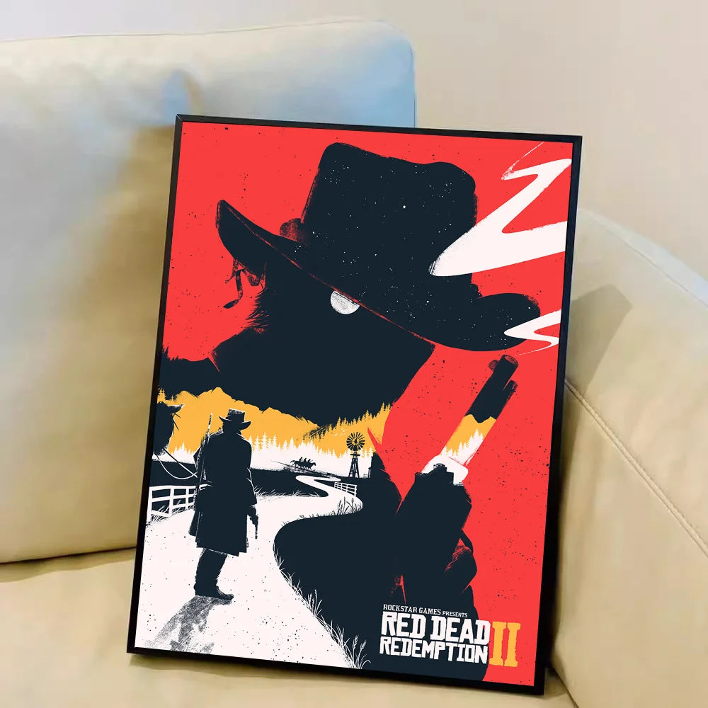 Red D-Dead R-Redemption 2 DIY Sticky Poster Whitepaper Prints Posters Artwork Vintage Decorative Painting