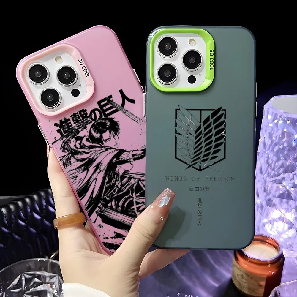 Hot Anime Attack on Titan Phone Case For iPhone 16 15 14 13 12 11 Pro Max Plus – Colorful Gradient Soft TPU Back Cover