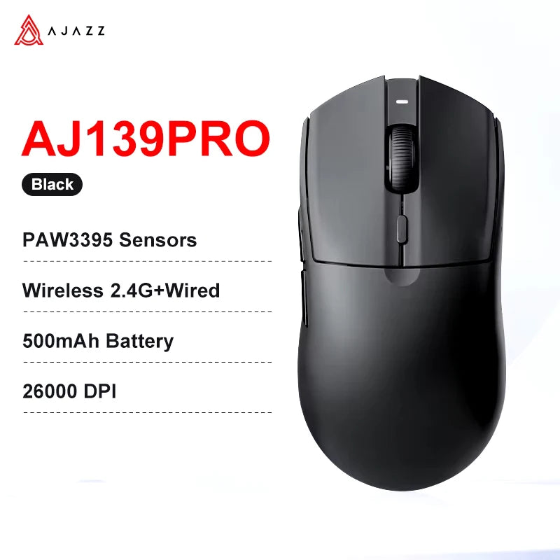 AJAZZ AJ139 V2 MC/AJ139 PRO Wireless Gaming Mouse PAW3311/PAW3395 Sensor 12000DPI/26000DPI 500mAh Bluetooth Mouse Gamer For PC