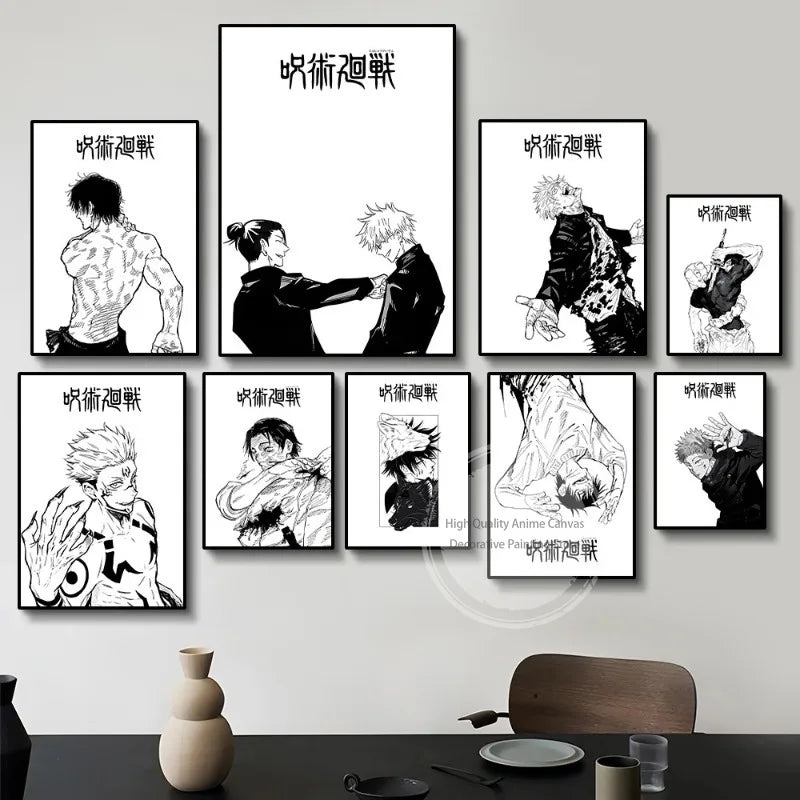 Jujutsu Kaisen Prints Poster Anime Figure Itadori Yuji Gojo Satoru Fushiguro Toji Canvas Painting Home Decor Art Poster-unframed
