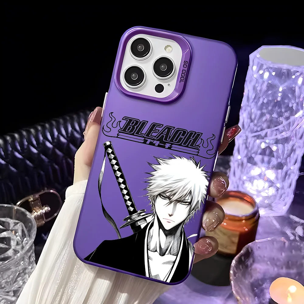Japan B-Bleachs K-Kurosaki Ichigo Phone Case For IPhone 16 15 14 13 12 11 Pro Max Black Purple Matte Ultra-thin Soft Candy Abraz