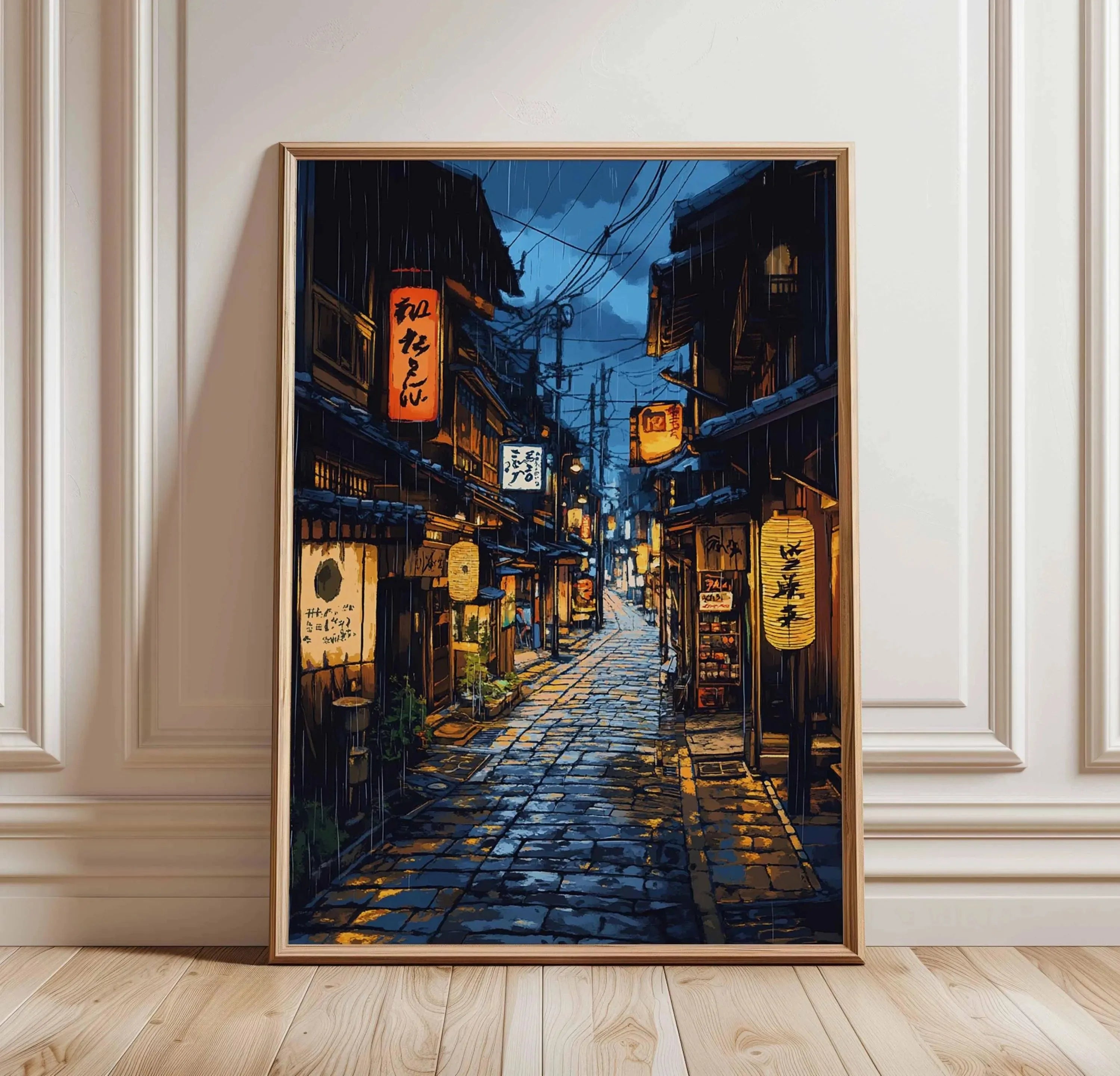 Anime Ramen Shop Food Illustration Canvas Print Tokyo City Street View Wall Poster for Modern Living Room Kitchen Home Decor