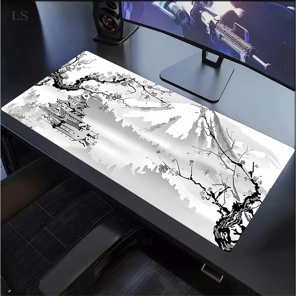 White Sakura Deskmat Japan Cherry Blossom MousePad Office Gaming Mouse pad Keyboard Pad Non-Slip Office Carpet Laptop Mouse Mats