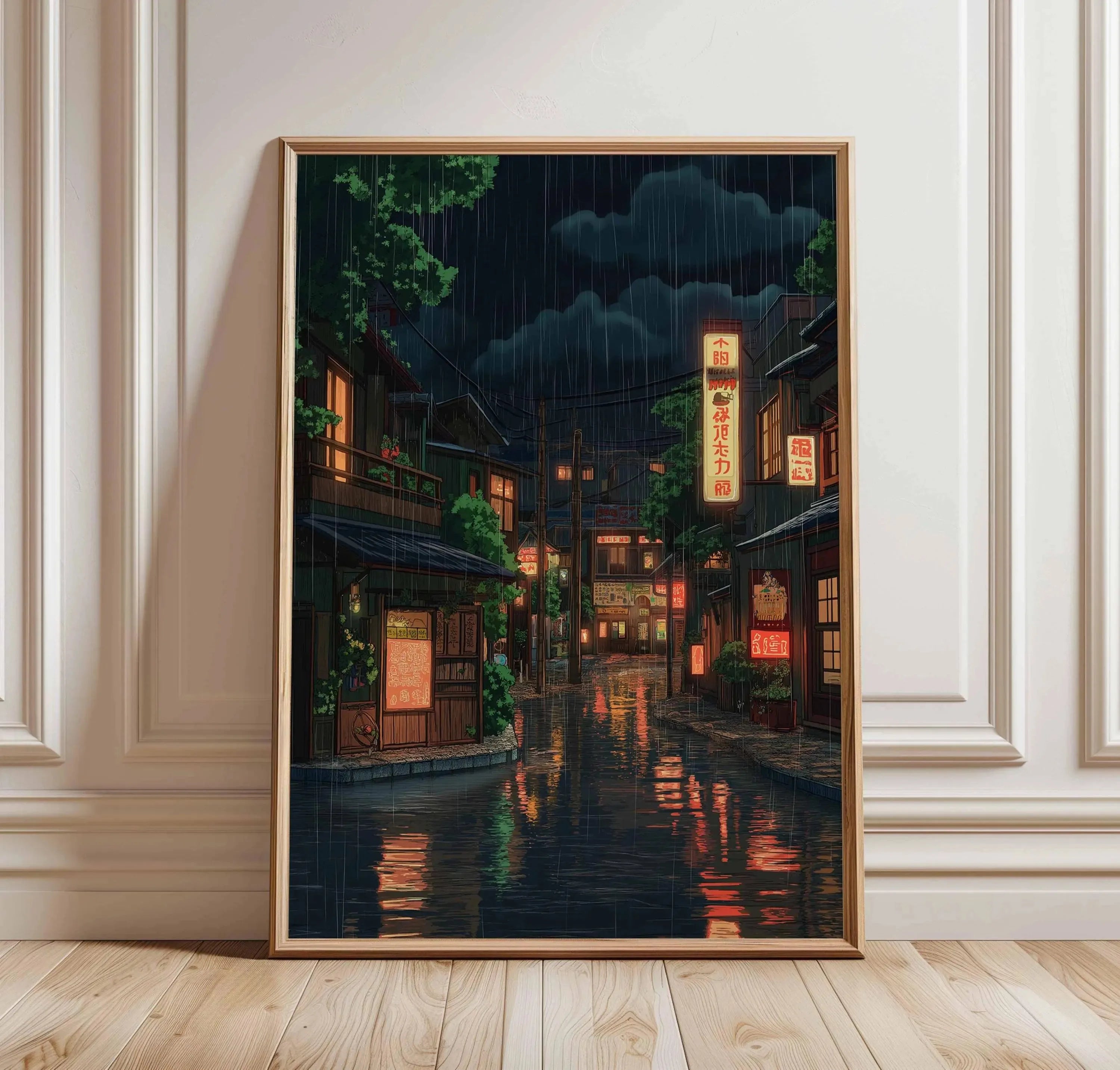 Anime Ramen Shop Food Illustration Canvas Print Tokyo City Street View Wall Poster for Modern Living Room Kitchen Home Decor