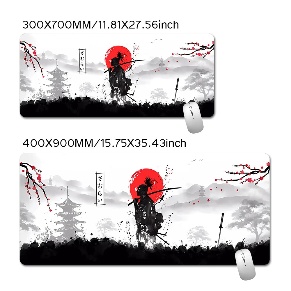 Samurai Warrior MousePad Gamer Computer Accessories Keyboard Table Mat Black Mouse pad Company Gaming Laptop Desk Accessory Pc
