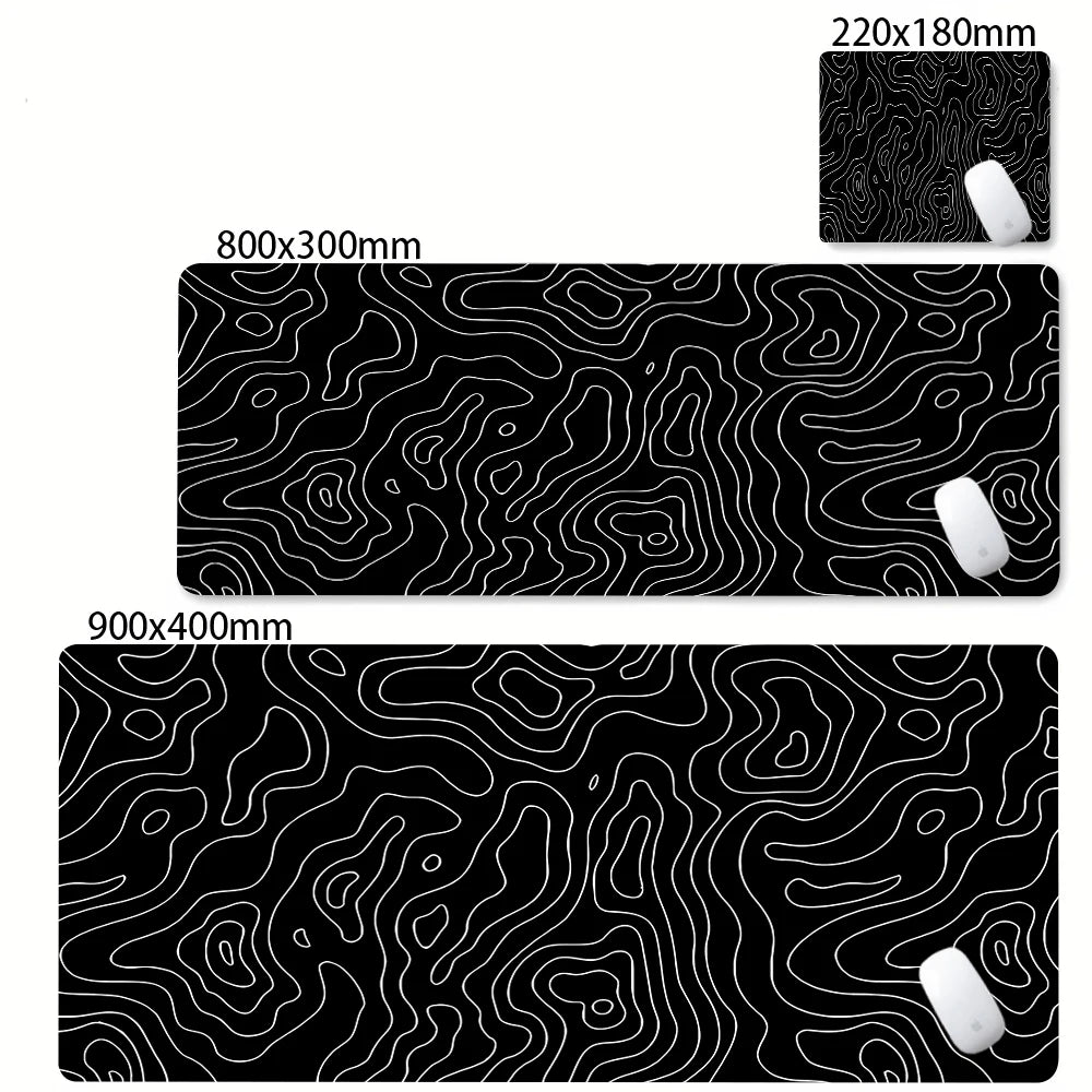 XXL Black & White Strata Liquid Gaming Mouse Pad - Large Non-Slip Desk Mat with Lockedge