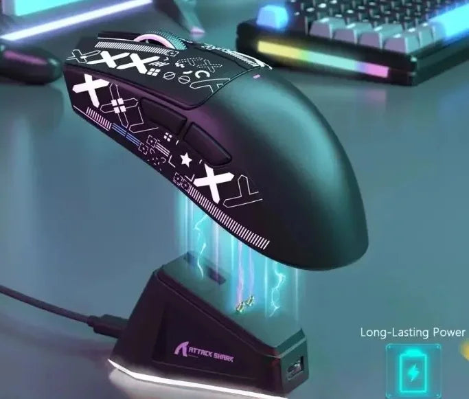 ATTACK SHARK X11 Wireless Gaming Mouse Charging Dock PixArt PAW3311 BT/2.4G Wireless/Wired Gaming Sensor Gift Anti-slip Sticker
