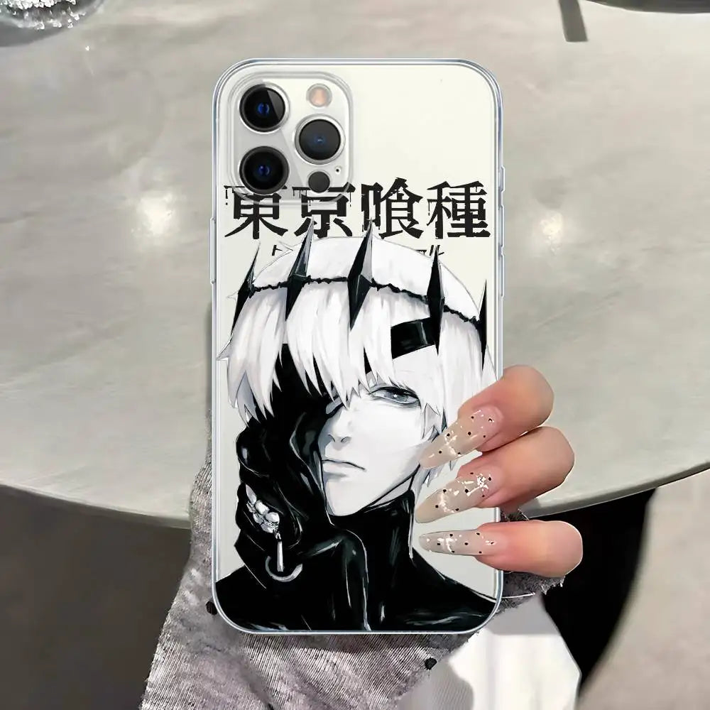 Tokyo Ghoul Kaneki Ken Anime Transparent Case For iPhone 11 12 13 14 15 16 17 Air Pro Max Plus Mini Shockproof Cover