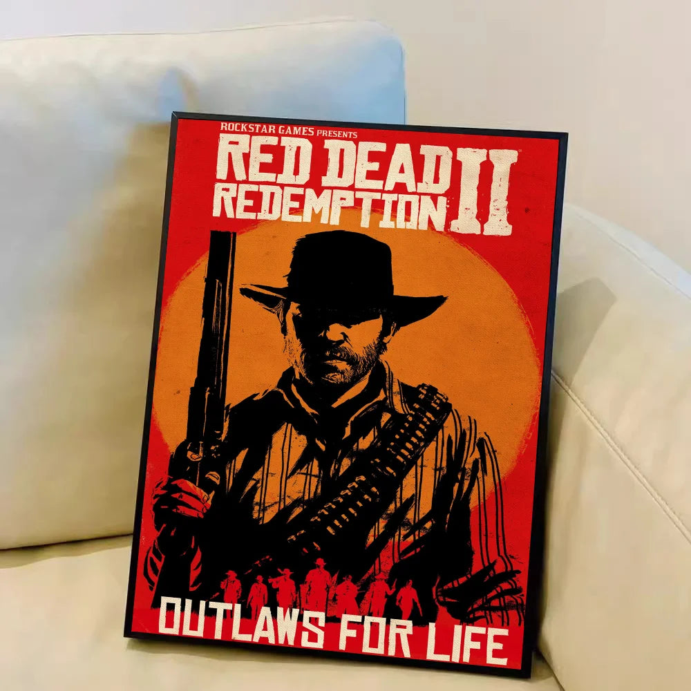 Red D-Dead R-Redemption 2 DIY Sticky Poster Whitepaper Prints Posters Artwork Vintage Decorative Painting