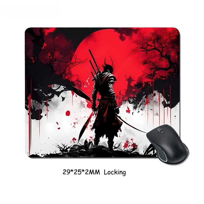 Samurai Warrior MousePad Gamer Computer Accessories Keyboard Table Mat Black Mouse pad Company Gaming Laptop Desk Accessory Pc