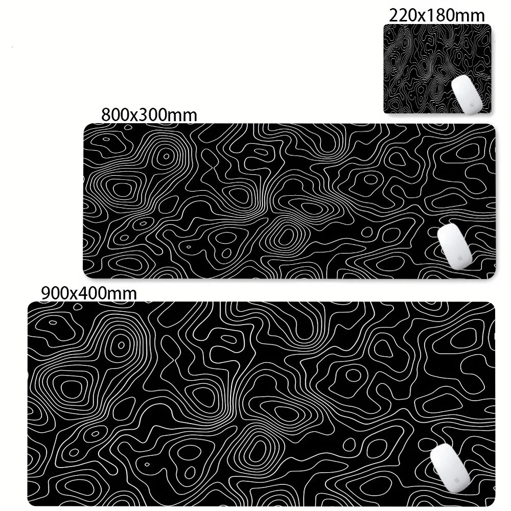 XXL Black & White Strata Liquid Gaming Mouse Pad - Large Non-Slip Desk Mat with Lockedge