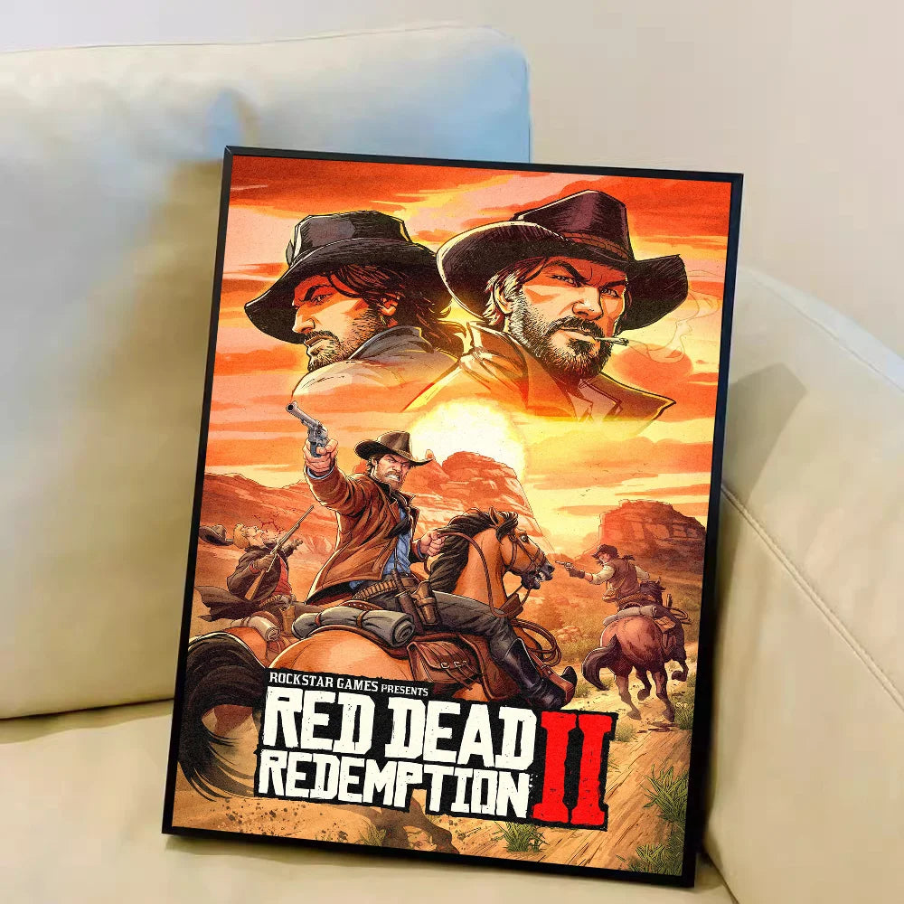 Red D-Dead R-Redemption 2 DIY Sticky Poster Whitepaper Prints Posters Artwork Vintage Decorative Painting