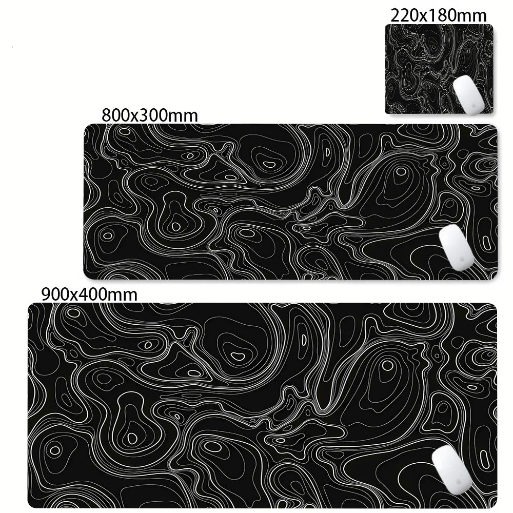 XXL Black & White Strata Liquid Gaming Mouse Pad - Large Non-Slip Desk Mat with Lockedge