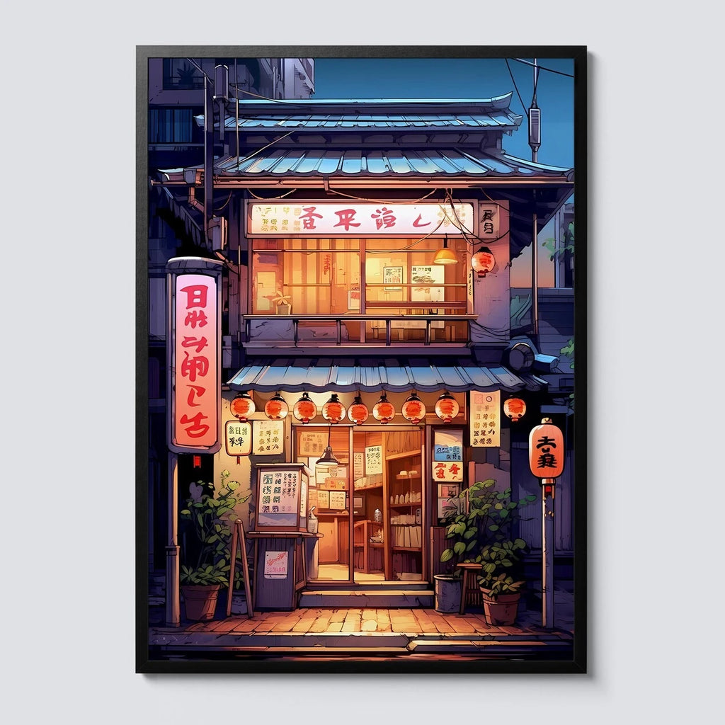 Anime Ramen Shop Food Illustration Canvas Print Tokyo City Street View Wall Poster for Modern Living Room Kitchen Home Decor