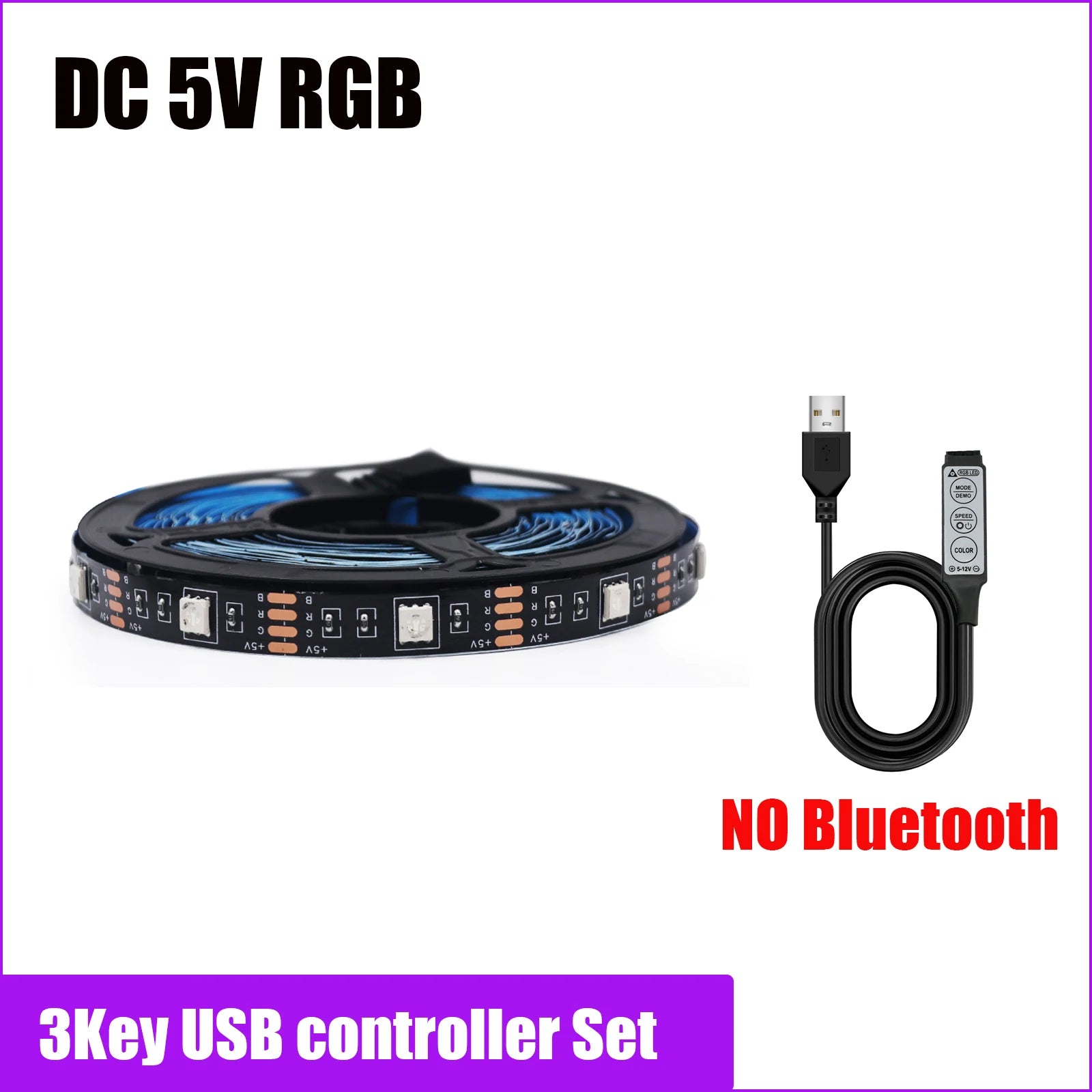 5V RGB LED Strip Kit USB Powered Music Sync Bluetooth/3Key/44Key Control Dimmerable Flexible Indoor TV BackLighting LED Lights