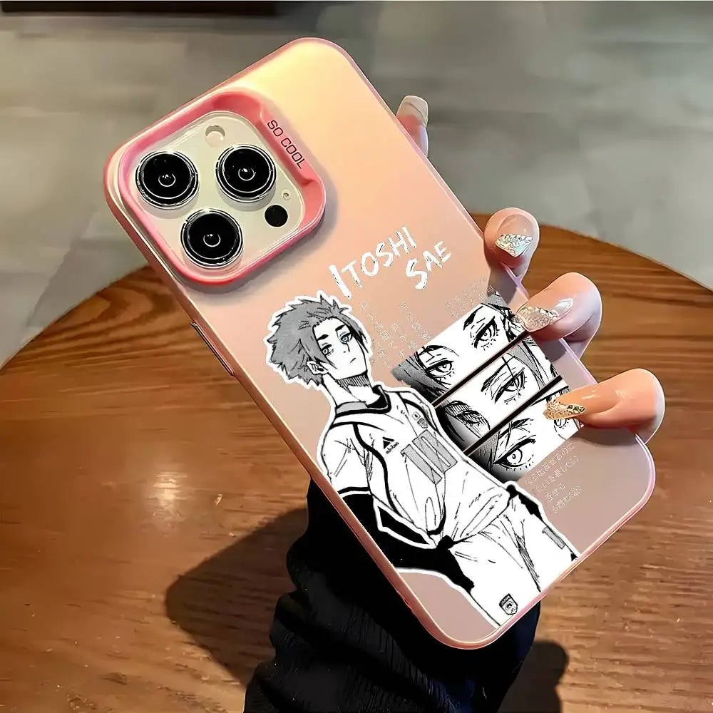 Cool B-Blue L-Lock Anime Phone Case For iPhone 17 16 15 14 13 12 11 Pro Max Air multicolor Matte Laser Metallic Aurora Funda