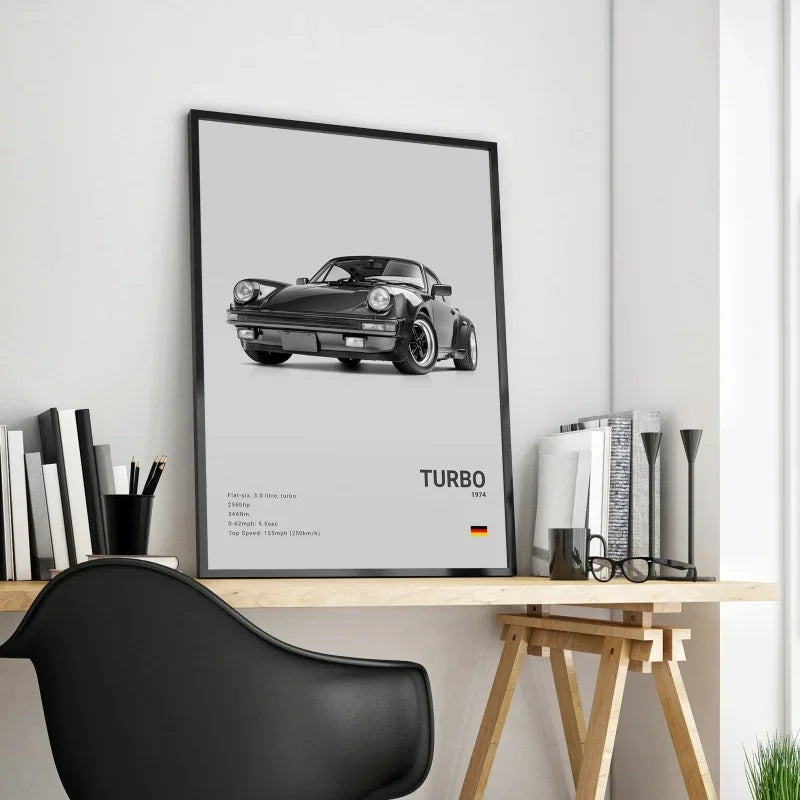 Black White Pop Luxury Germany Sports Car Poster Wall Art 911 GT3 RS Turbo HD Print Canvas Painting for Garage Home Room Decor