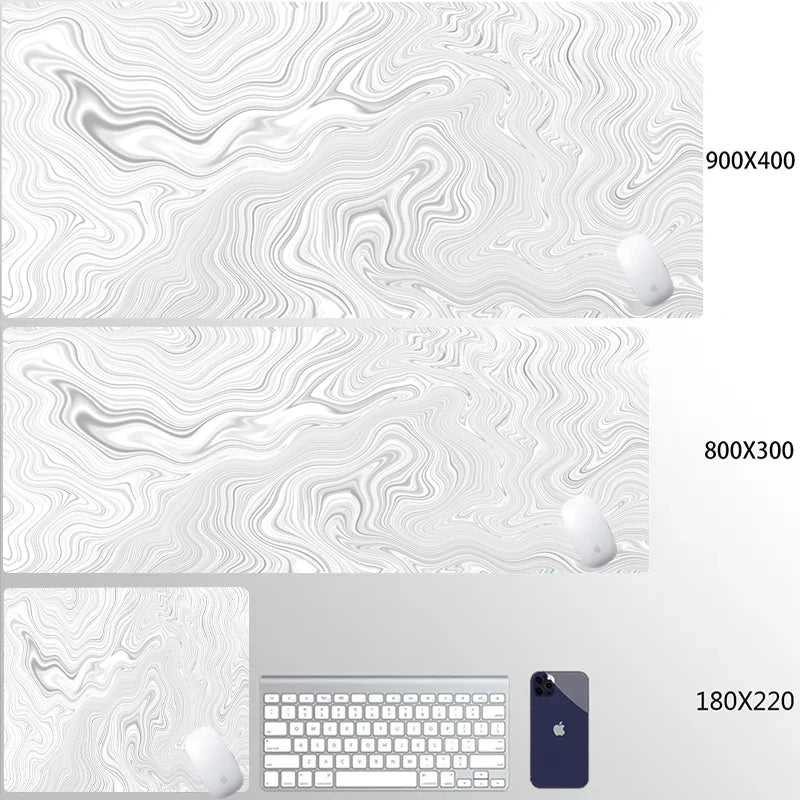 Strata Liquid White Gaming Mouse Pad Desk Gadgets Mouse Mat Office Accessories Mousepad Mouse Carpet Computer Mat Gaming Setup