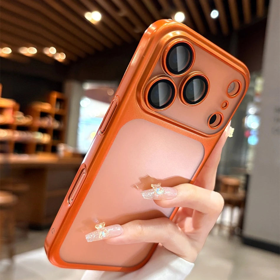 Premium Matte Hard PC Ultra Slim Case for iPhone 13- 17 Pro Max - Plating Camera Protector & Frosted Shockproof Cove