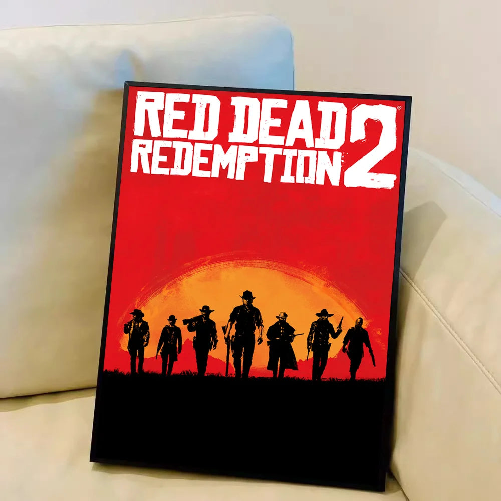 Red D-Dead R-Redemption 2 DIY Sticky Poster Whitepaper Prints Posters Artwork Vintage Decorative Painting
