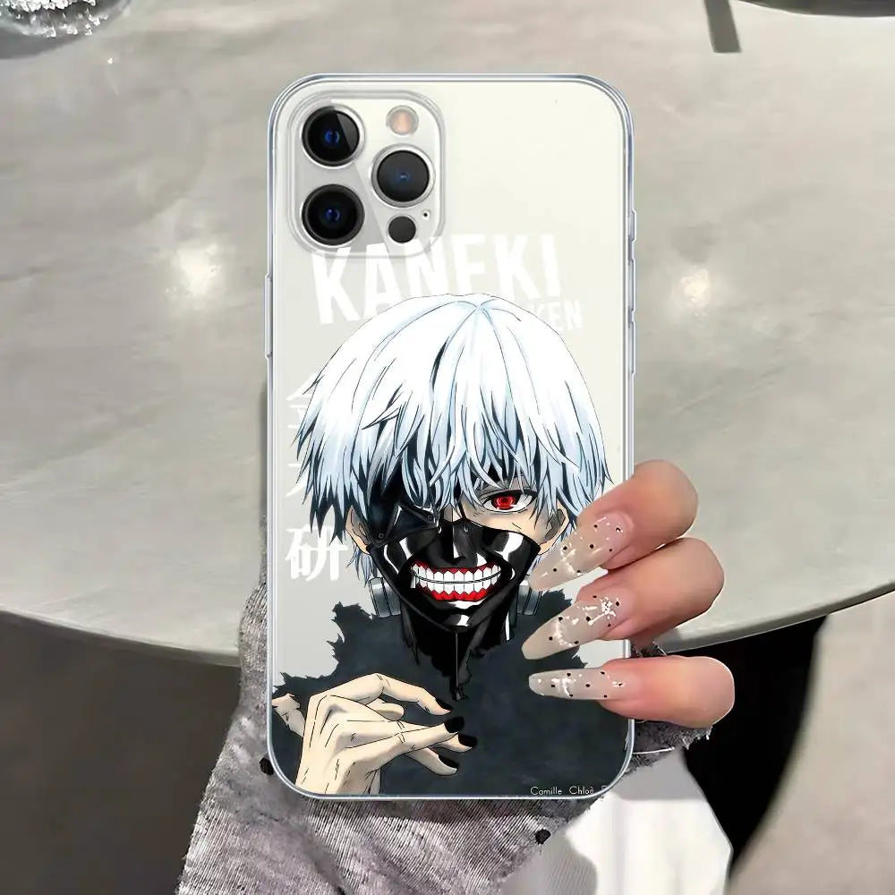 Tokyo Ghoul Kaneki Ken Anime Transparent Case For iPhone 11 12 13 14 15 16 17 Air Pro Max Plus Mini Shockproof Cover