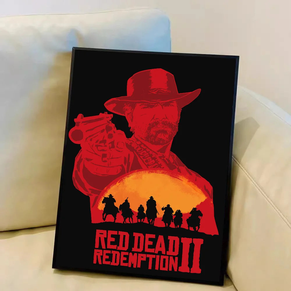 Red D-Dead R-Redemption 2 DIY Sticky Poster Whitepaper Prints Posters Artwork Vintage Decorative Painting