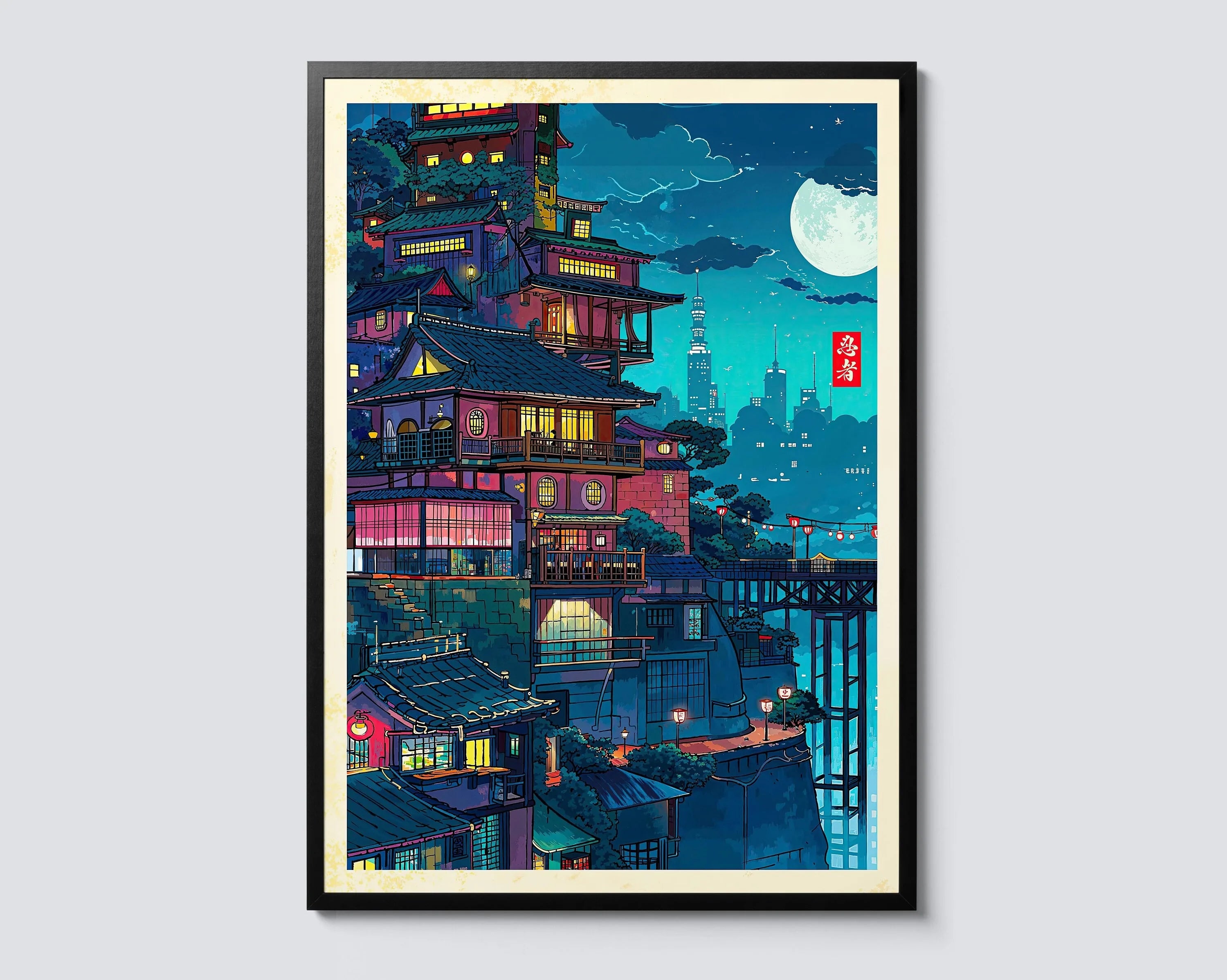 Anime Ramen Shop Food Illustration Canvas Print Tokyo City Street View Wall Poster for Modern Living Room Kitchen Home Decor