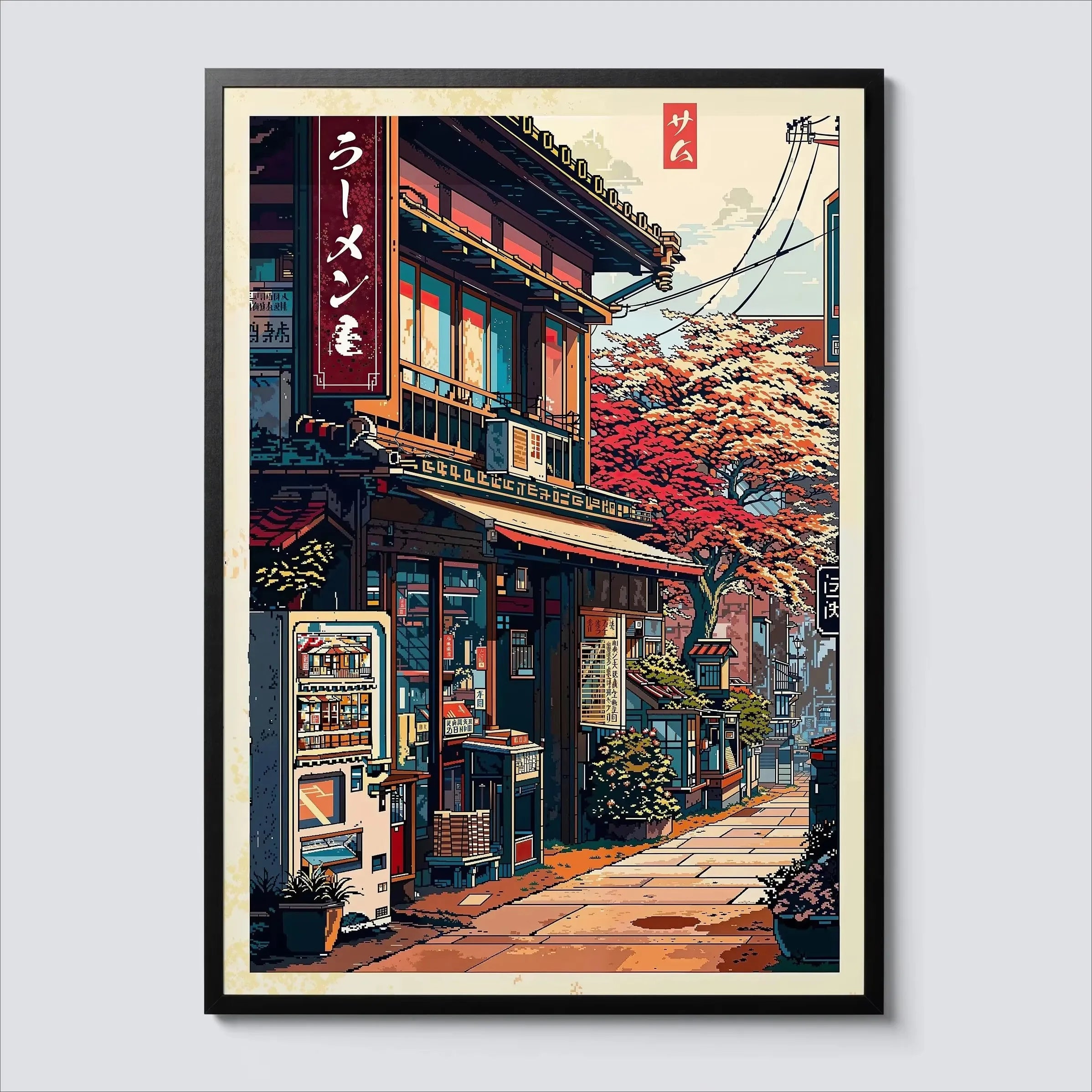 Anime Ramen Shop Food Illustration Canvas Print Tokyo City Street View Wall Poster for Modern Living Room Kitchen Home Decor