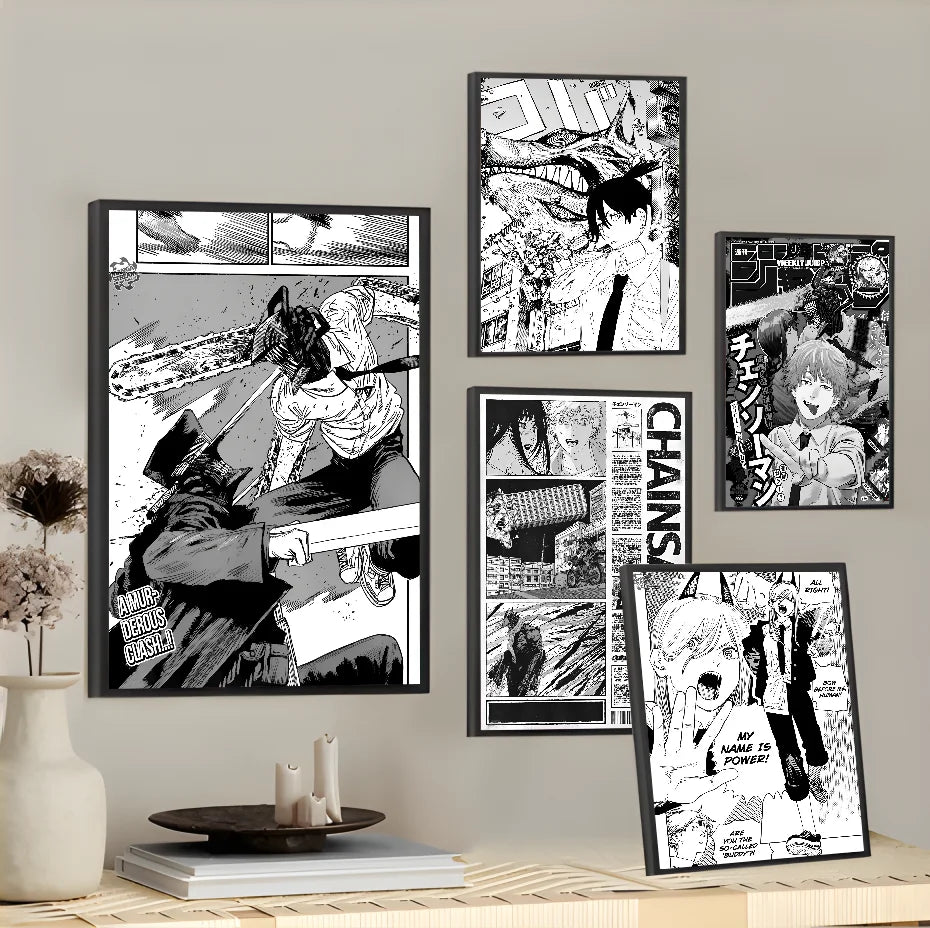 Classic Anime C-Chainsaw M-Man Poster High Quality Print Waterproof Wall Art Sticker For Bar Living Room Decor Gift