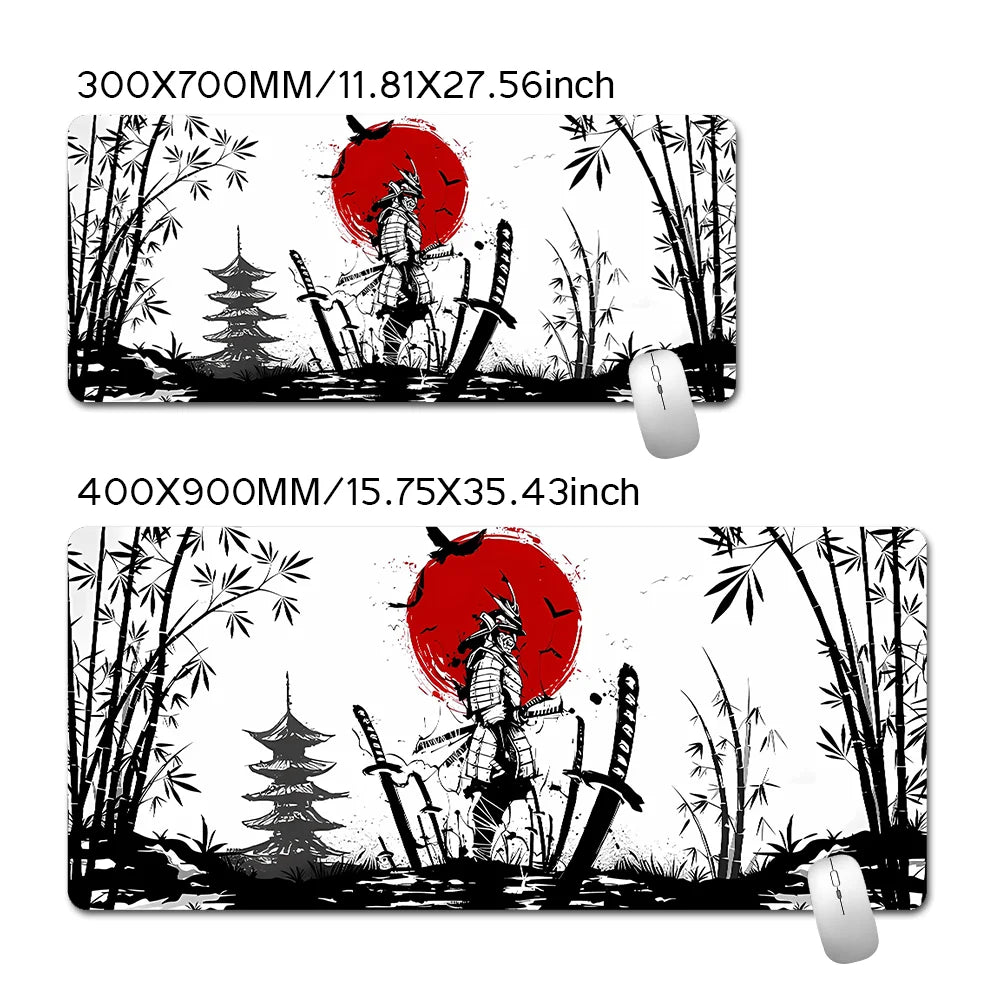 Samurai Warrior MousePad Gamer Computer Accessories Keyboard Table Mat Black Mouse pad Company Gaming Laptop Desk Accessory Pc